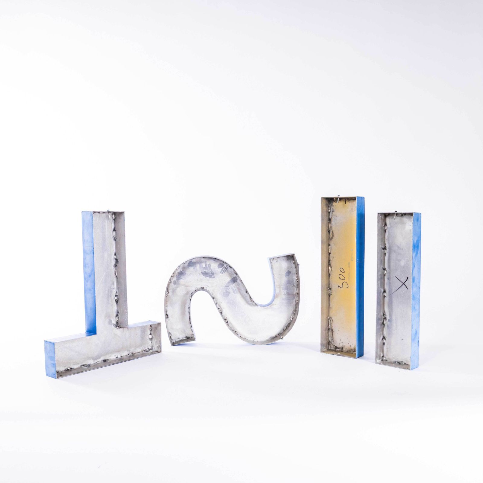 1950's Original Large French Metal Shop Signage Letters   Letter P photo furniture
