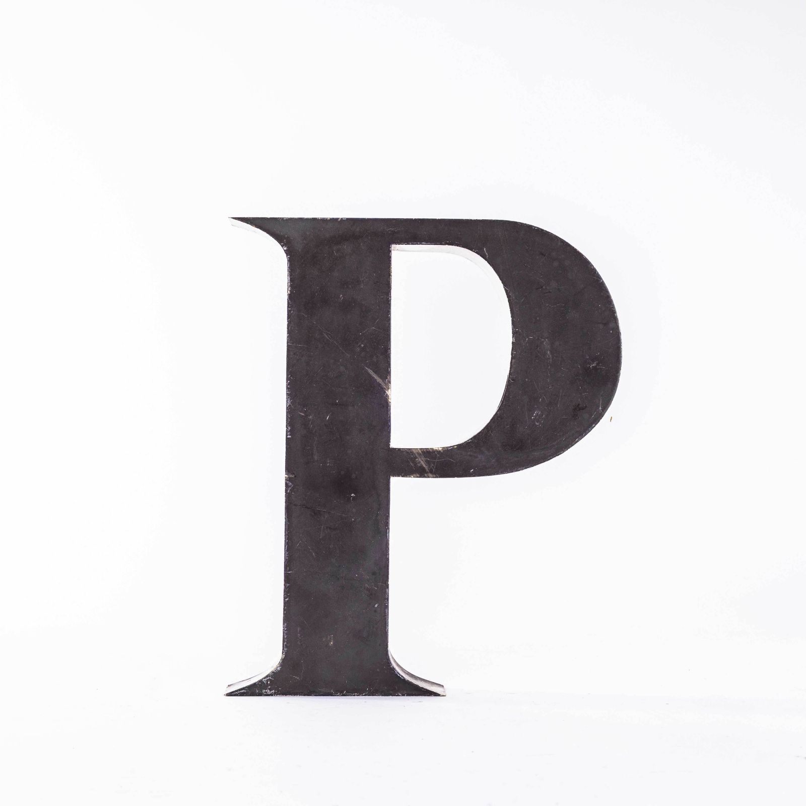 1950's Original Large French Metal Shop Signage Letters   Letter P