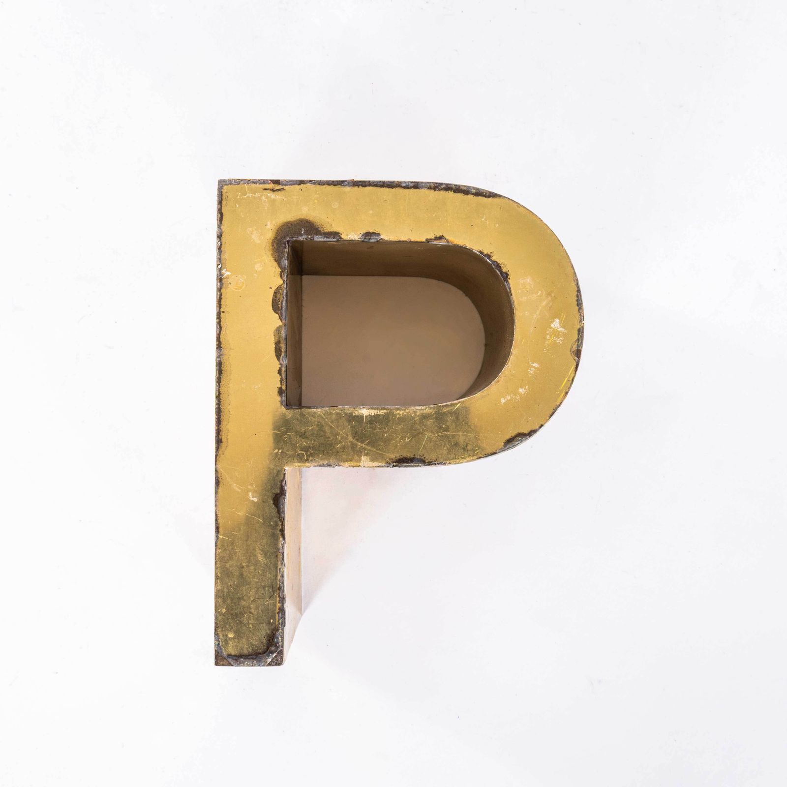 1950's Original Large French Metal Shop Signage Letters   Letter P