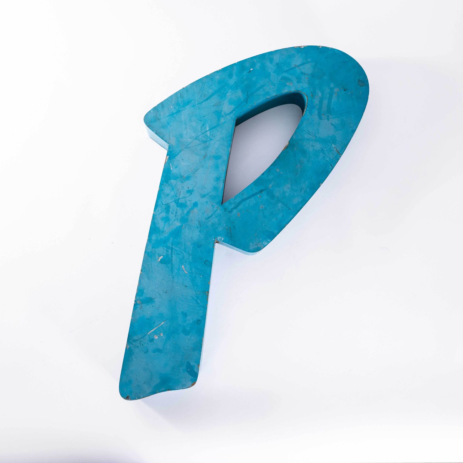 1950's Original Large French Metal Shop Signage Letters   Letter P (Large)