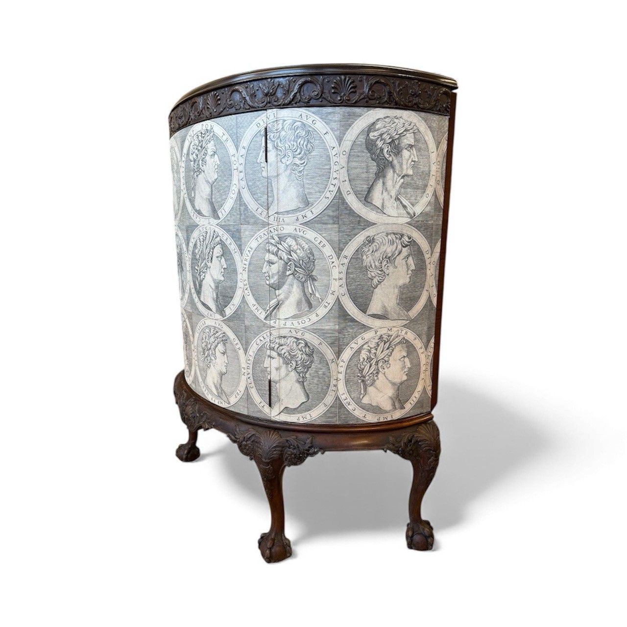 950.0 Demi Lune Cabinet Vintage Roman Heads 1800s Chippendale Style photo