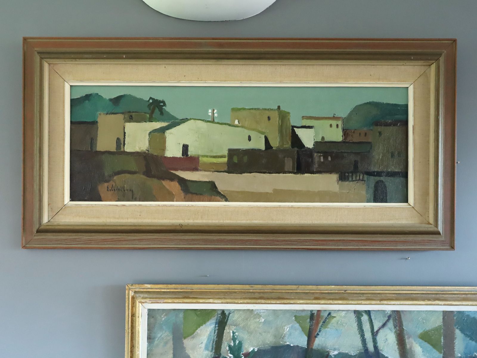 Sunlit Village Oil Painting, Modernist photo Art