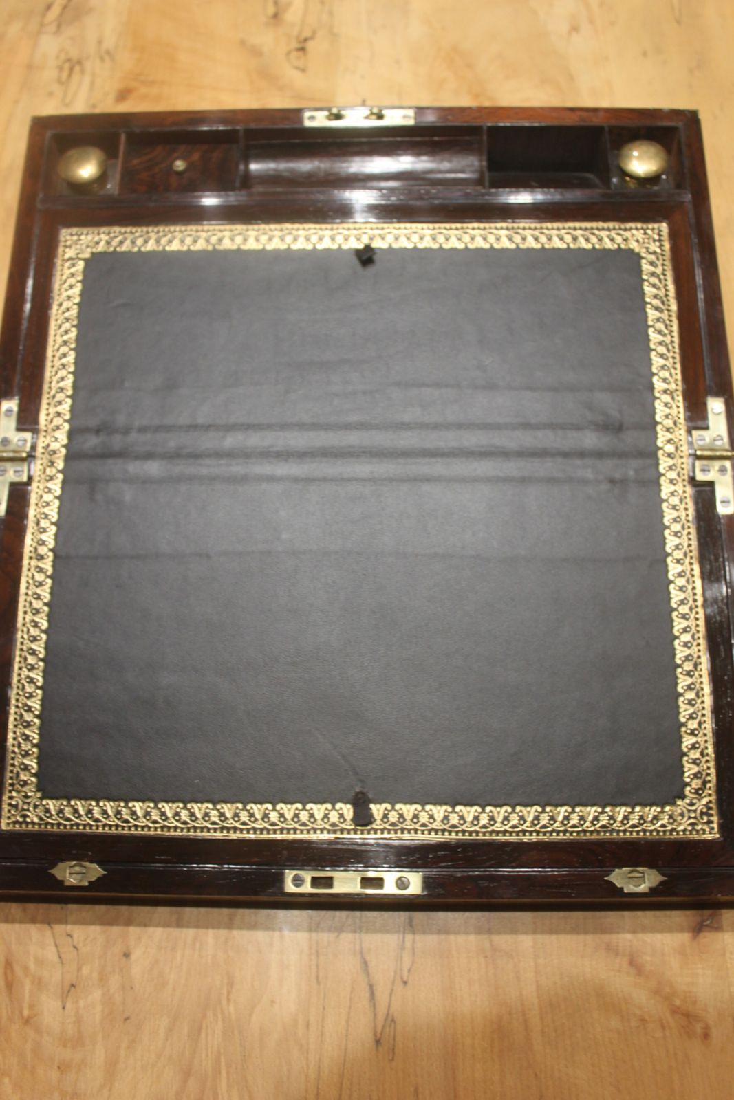 A Substantial And Impressive Late Georgian Rosewood And Brass Inlaid Writing Slope With Secret Drawers. photo 1492.0