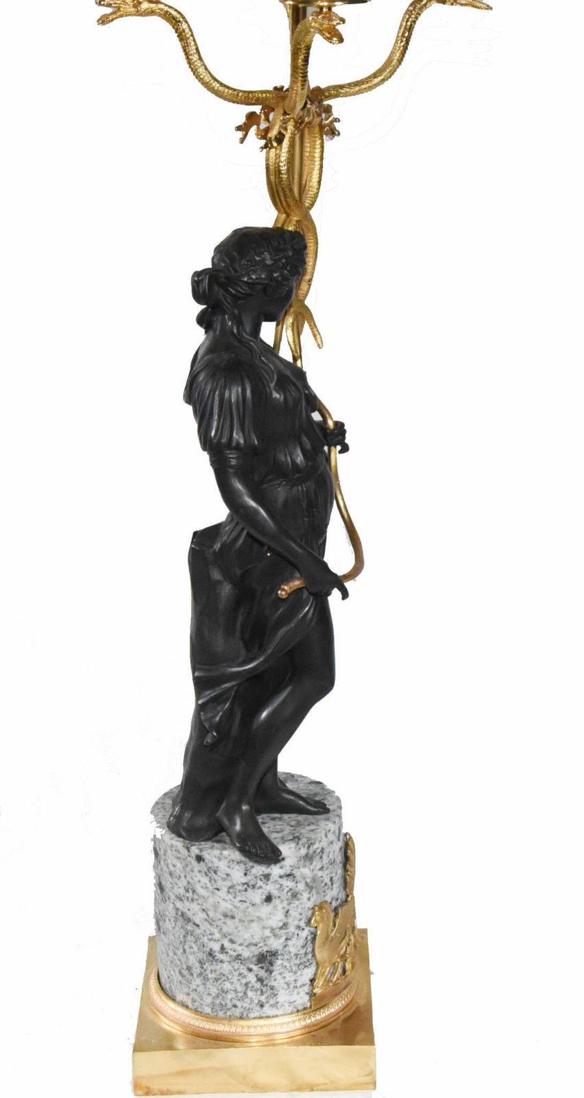 Pair French Empire Candelabras Bronze Gilt Figurines photo furniture
