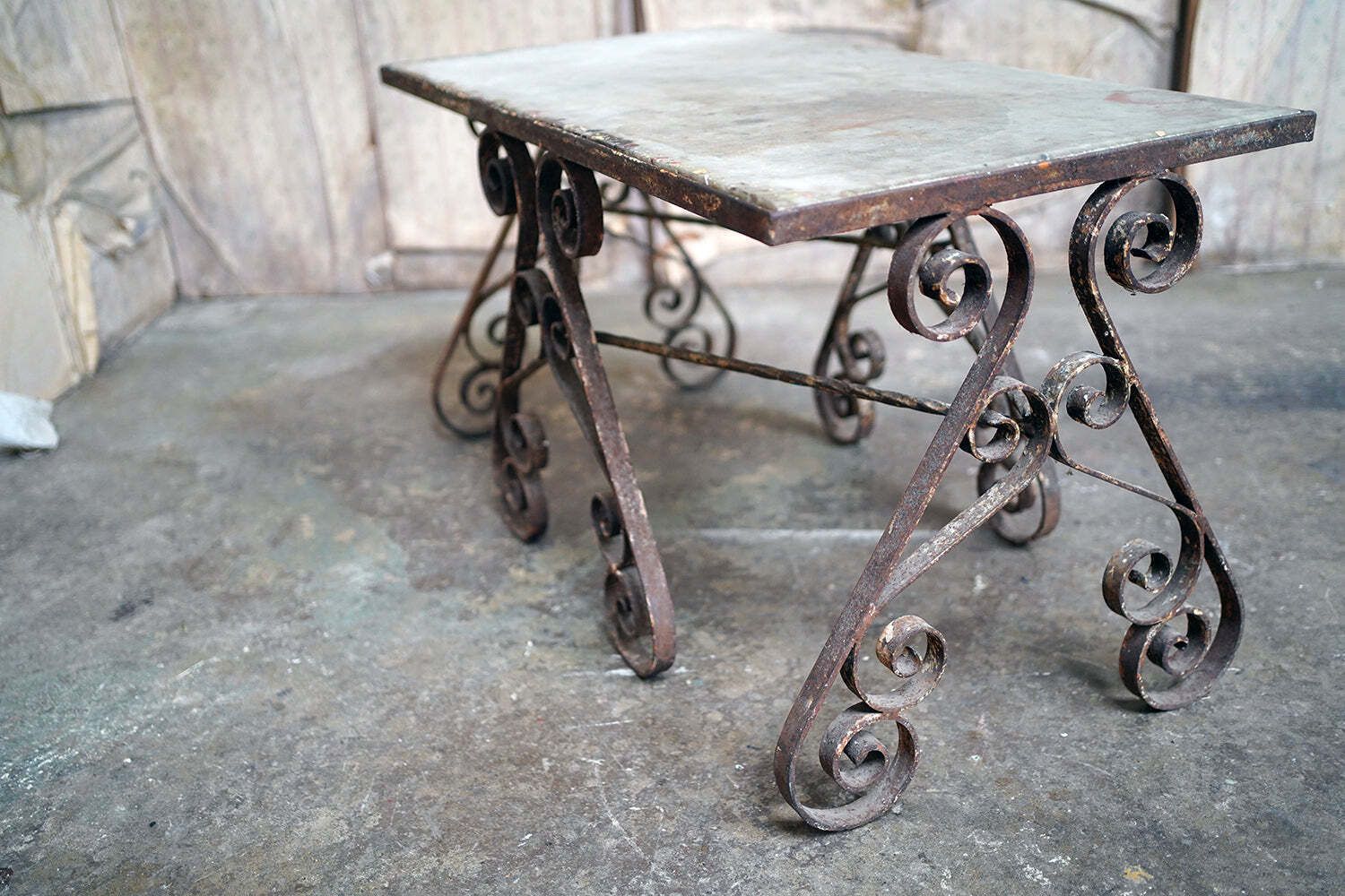 A Late 19thc French Iron & Marble Pâtisserie Table