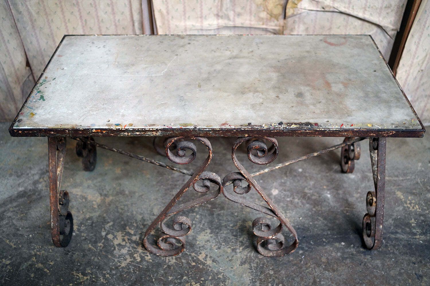 A Late 19thc French Iron & Marble Pâtisserie Table photo vintage