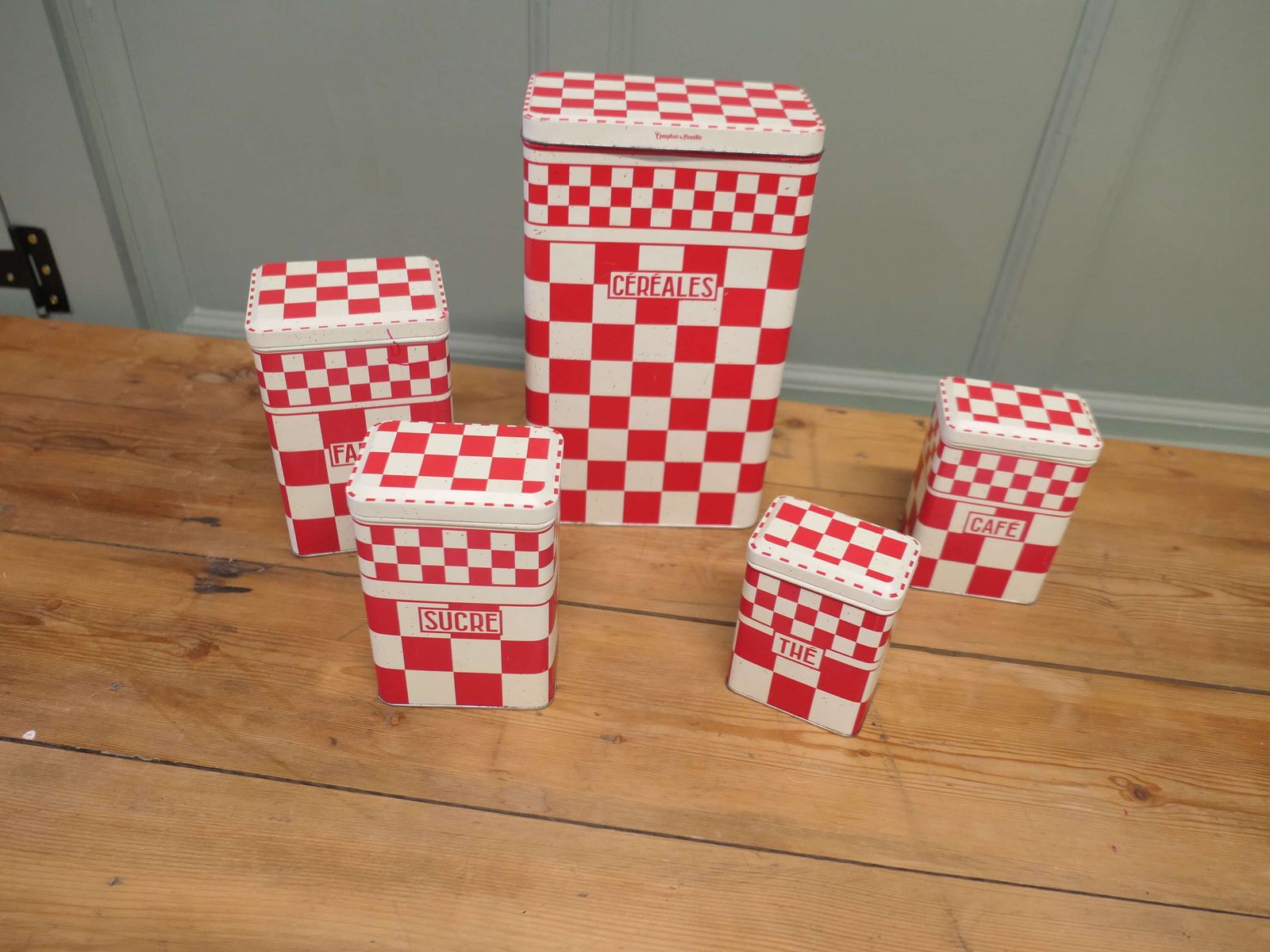 Lovely Set Of French Food Canisters Original French photo furniture