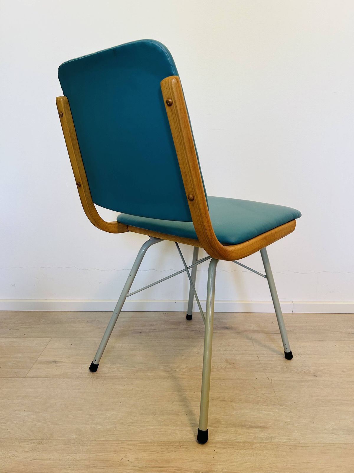 Vintage Turquoise Dining Chair By Ton, From Czechoslovakia 1960’s photo vinterior