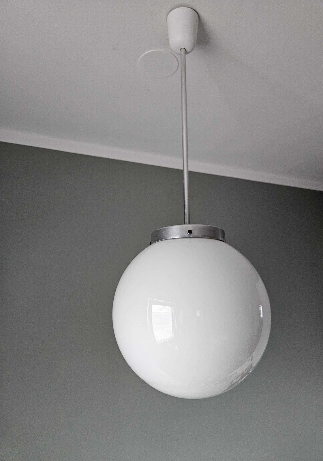 Vintage Pandant Light / Bauhaus Style Pendant Light / 1960 Yugoslavia / White Lamp photo furniture
