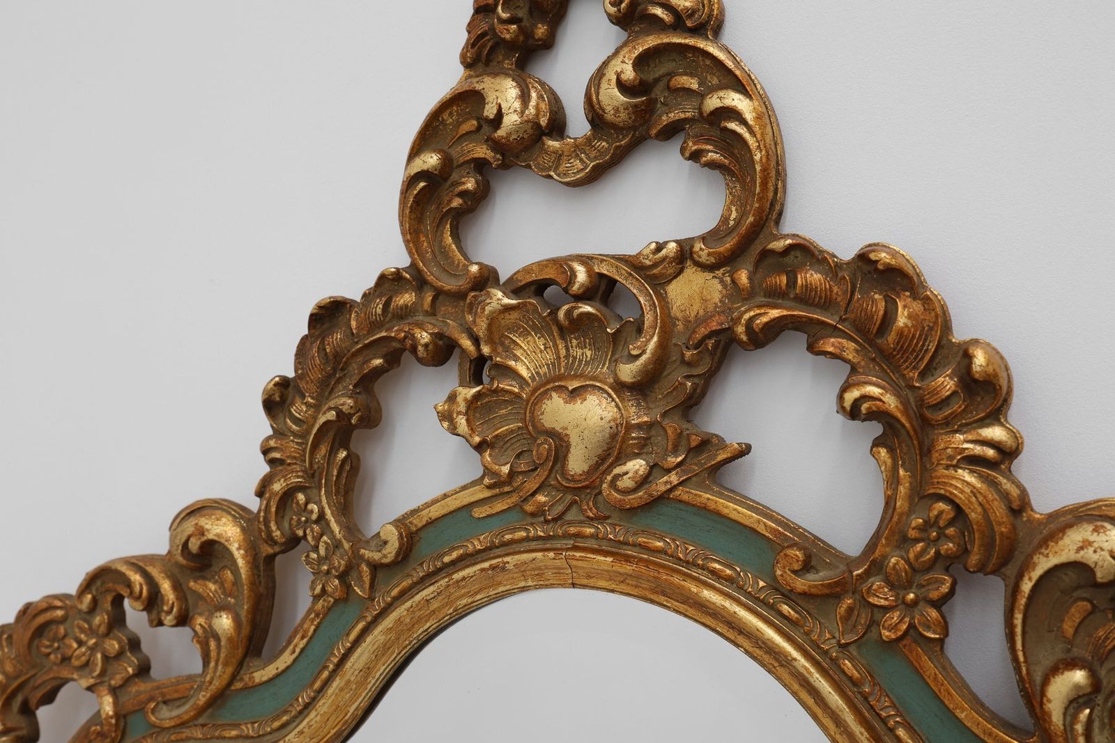 Belgian Louis XV Style Baroque Gilt Mirror With Knitter Duro Brevete Label, 1950s photo buy