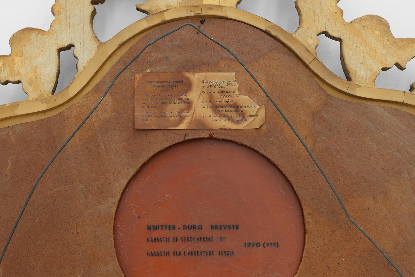 1536.0 Belgian Louis XV Style Baroque Gilt Mirror With Knitter Duro Brevete Label, 1950s photo