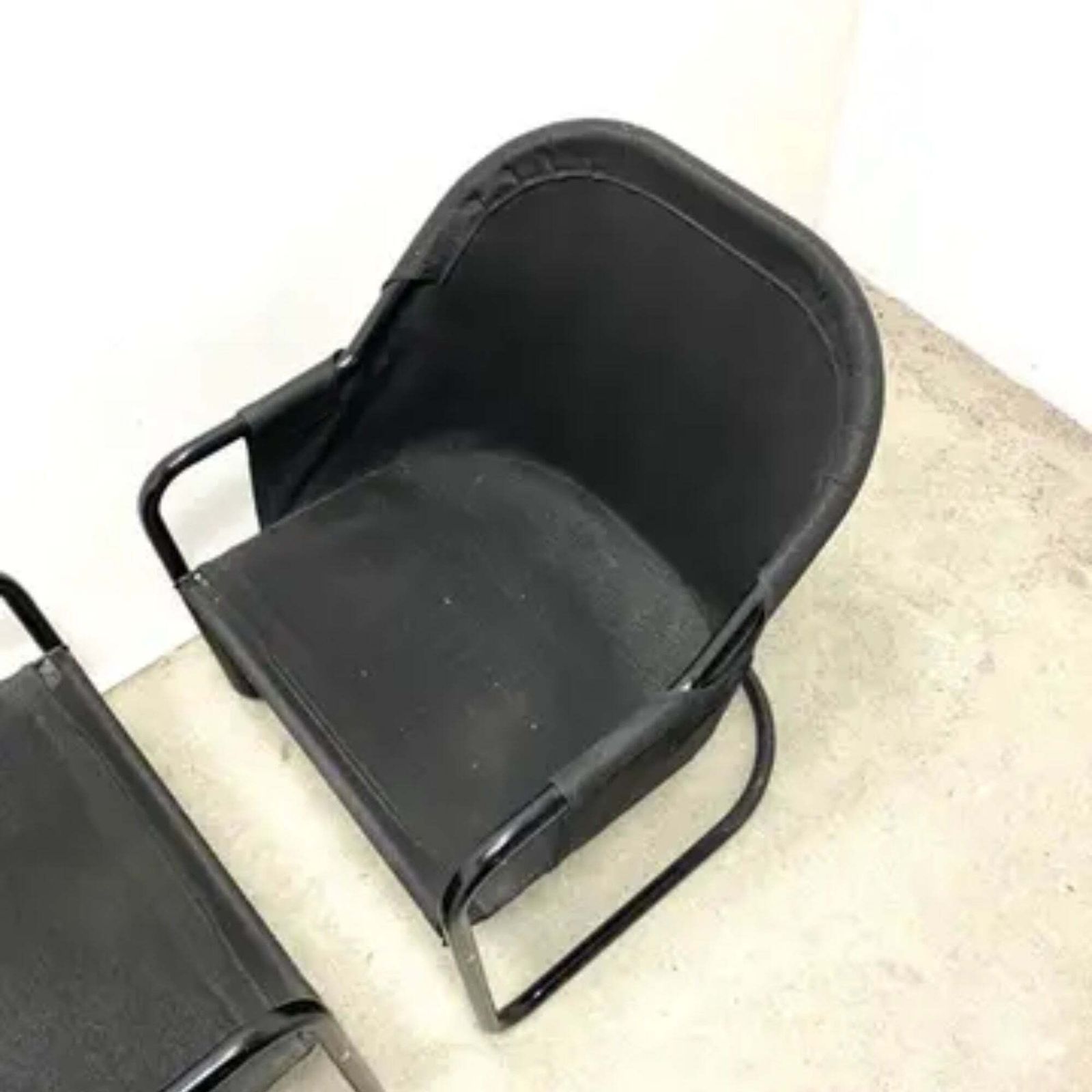 Retro Fiam Armchairs Italy 1980s – Black Metal Frame & Green Upholstery (Set Of 2) photo furniture