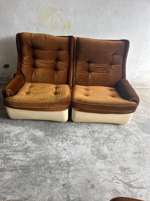 Modular Sofa In Brown Velvet From Airborne, 1970s, Set Of 4 photo vintage