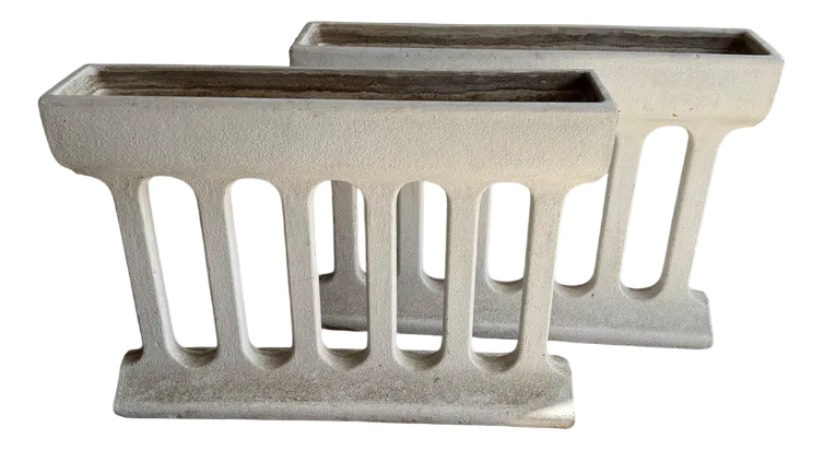 Mid Century Modern Concrete Planters, 1960s, Set Of 2