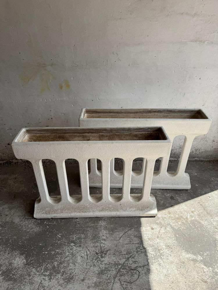 Mid Century Modern Concrete Planters, 1960s, Set Of 2 photo furniture