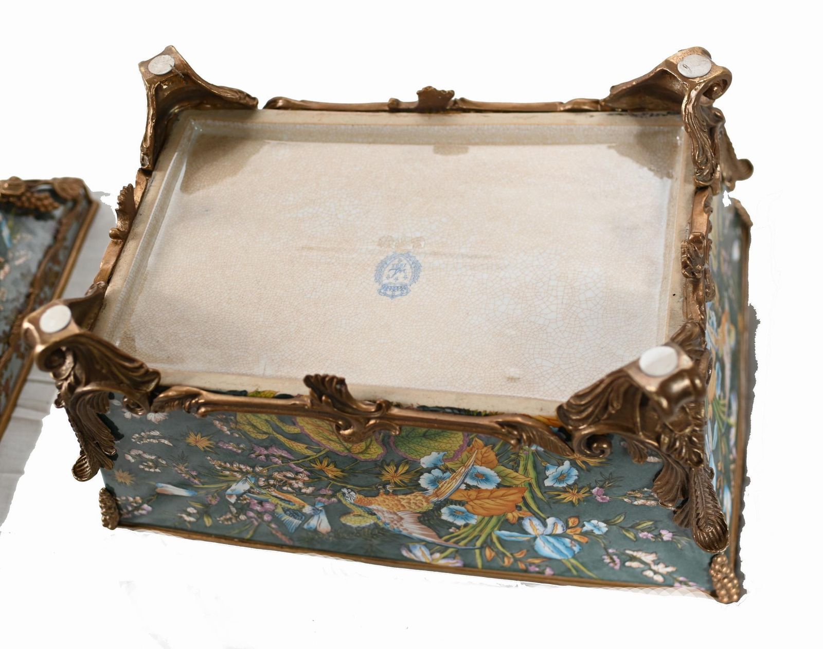 French Porcelain Casket Floral Jewellery Box Sarcophagus Form photo buy