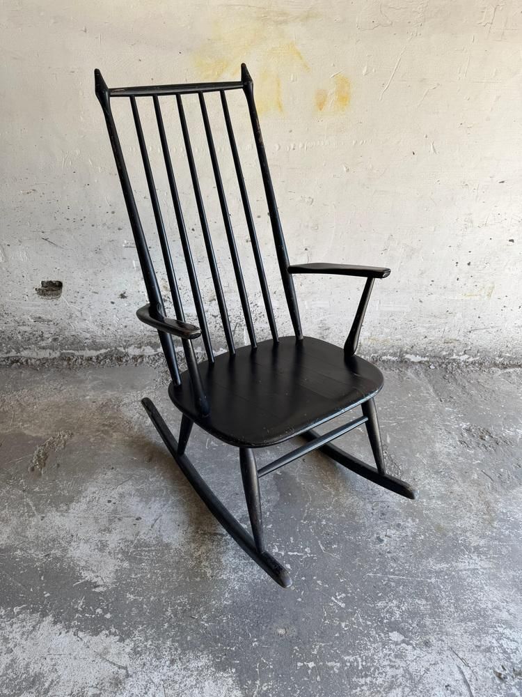 Furniture Scandinavian Black Windsor Style Rocking Chair photo
