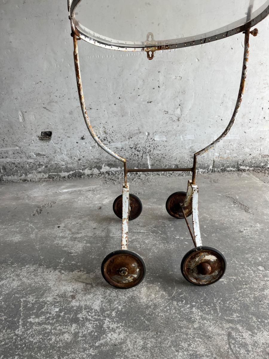 165.0 Vintage White Patina Iron Serving Trolley, 1950s photo