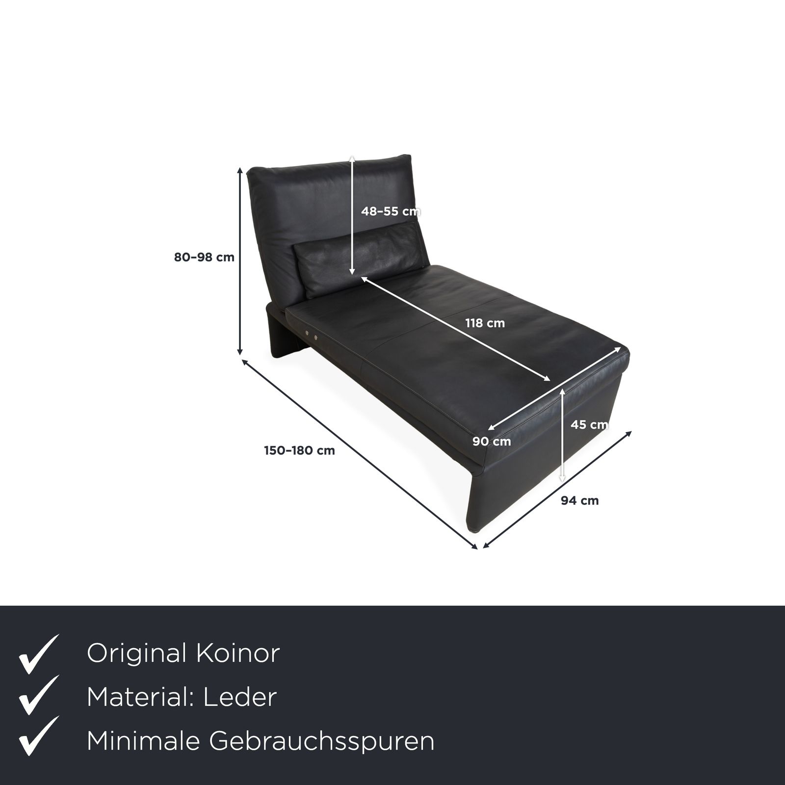 Koinor Raoul Leather Lounger Dark Grey Anthracite Electric Function photo furniture