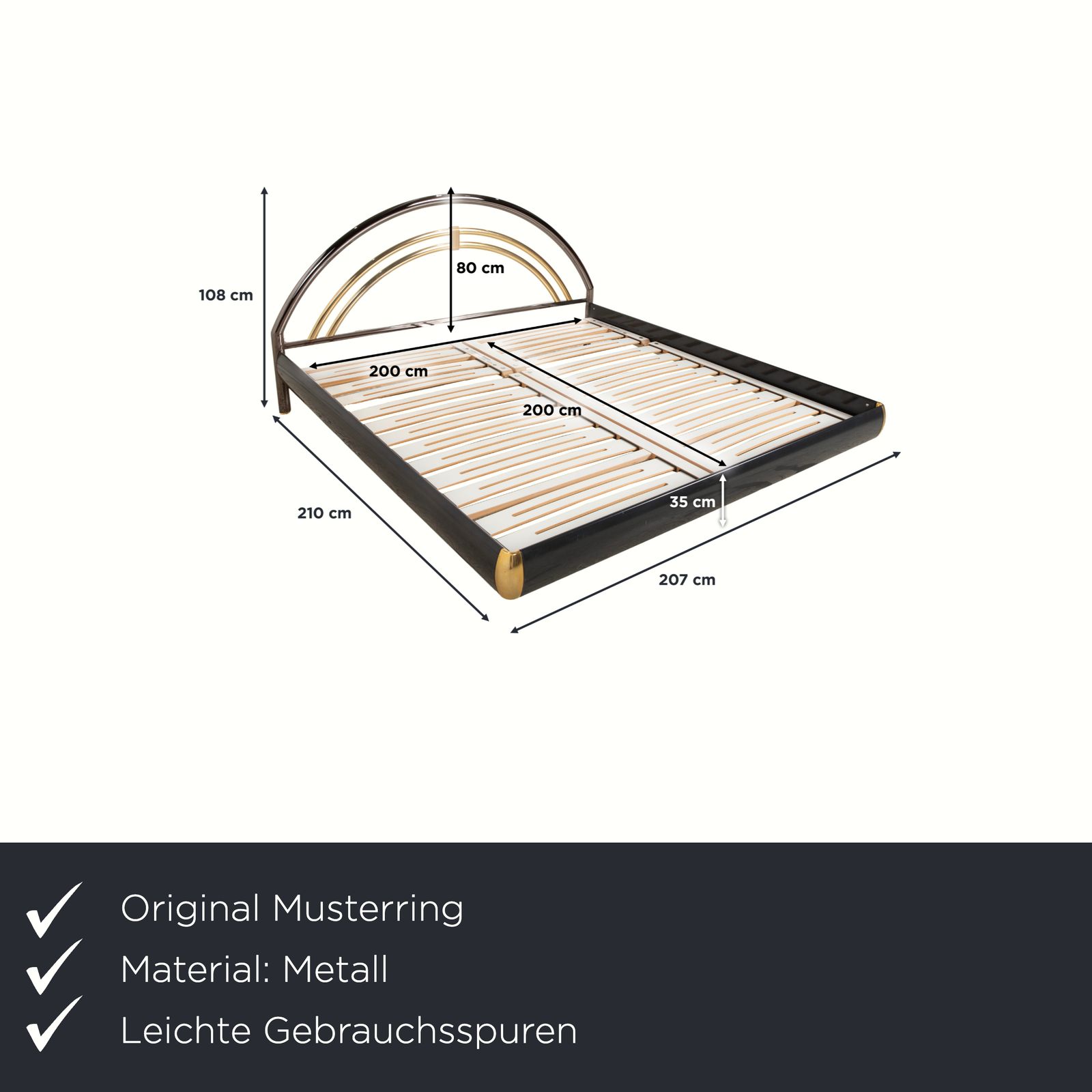 Musterring Tweepersoonsbed Metaal Met Lattenbodem Zwart Goud photo furniture
