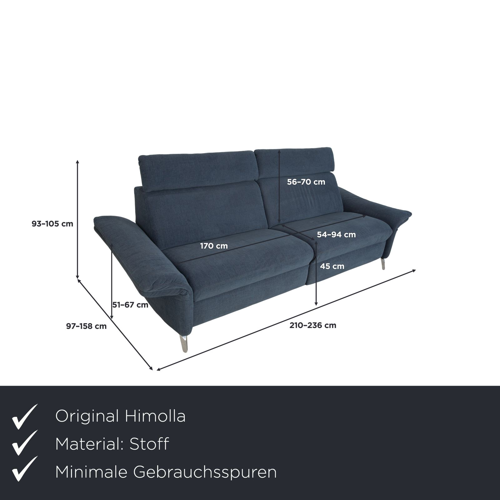 Himollla Planopoly Fabric Three Seater Blue Grey Electric Function Sofa photo furniture