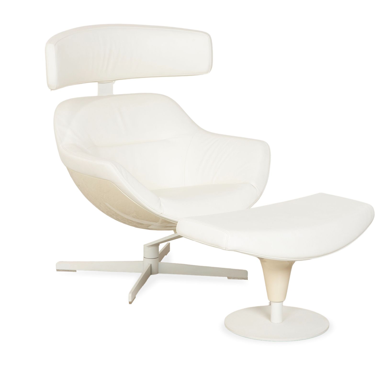 Ensemble fauteuil Cassina Auckland en cuir crème, fonction manuelle