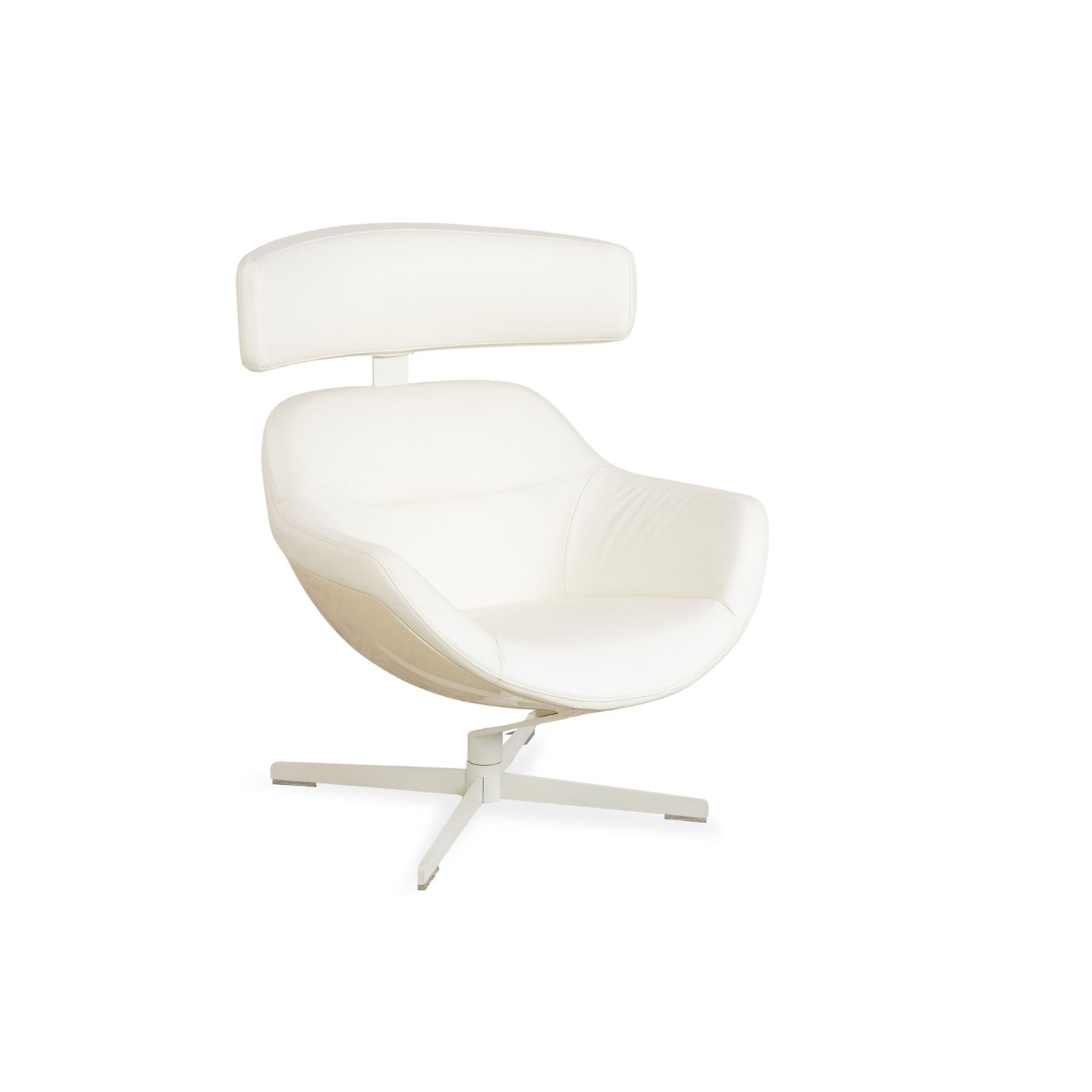 Ensemble fauteuil Cassina Auckland en cuir crème, fonction manuelle photo for sale