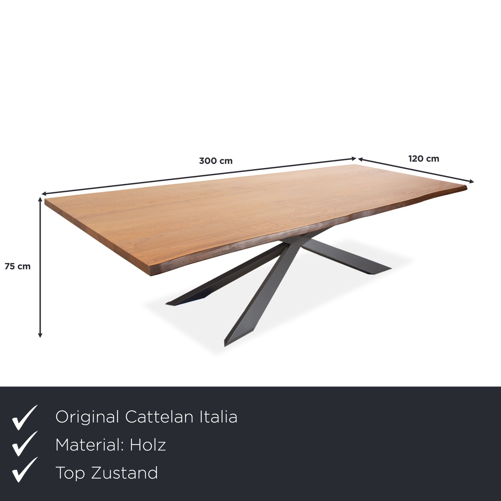 Table à manger Cattelan Italia Spyder en bois, brun anthracite, 300 x 120 cm photo furniture
