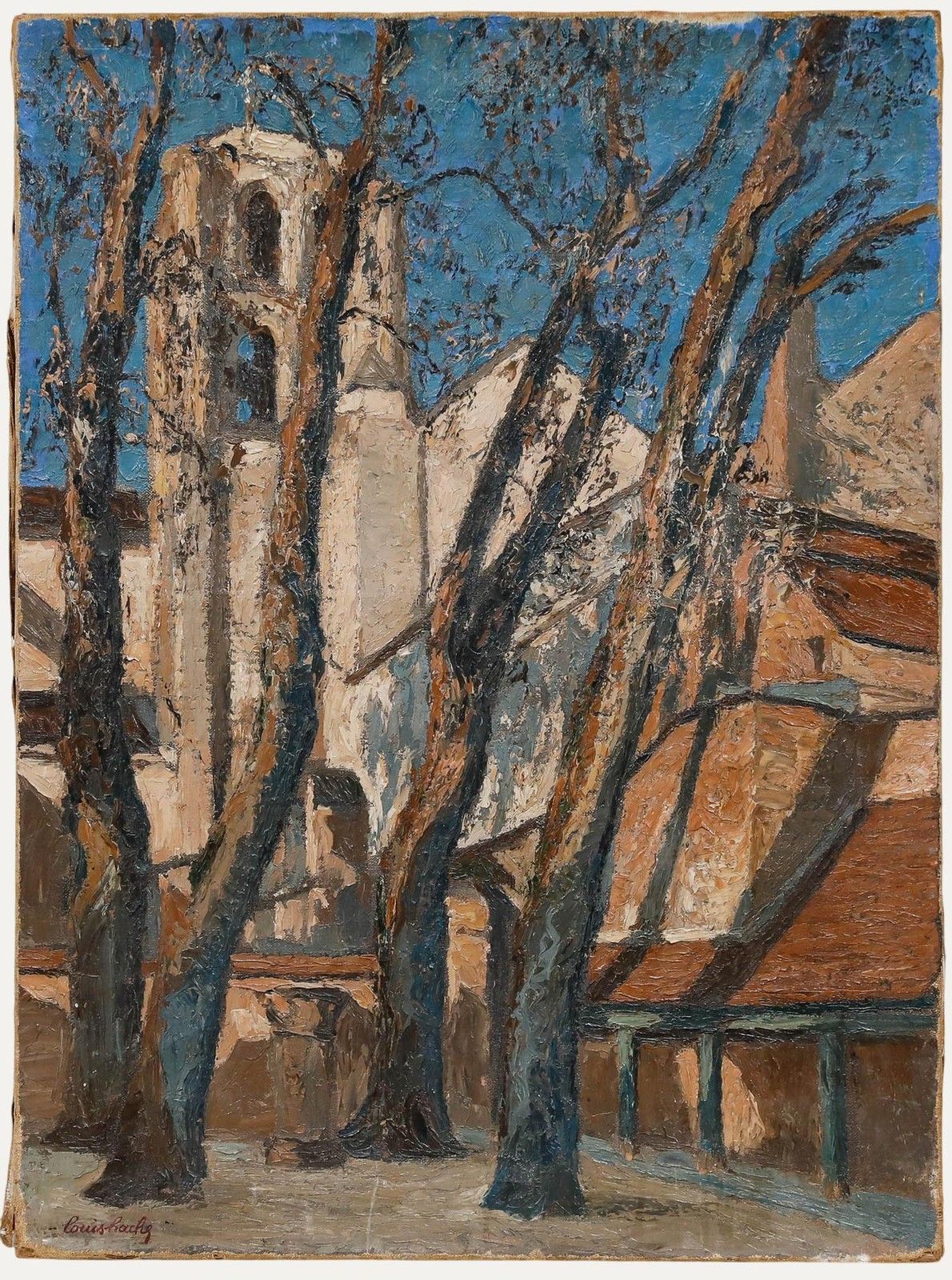 Louis Hache (B.1893) Mid 20th Century Oil, Vézelay Abbey