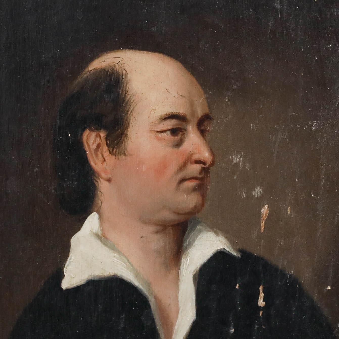 19th Century Oil Gentleman In A Black Jacket photo Art