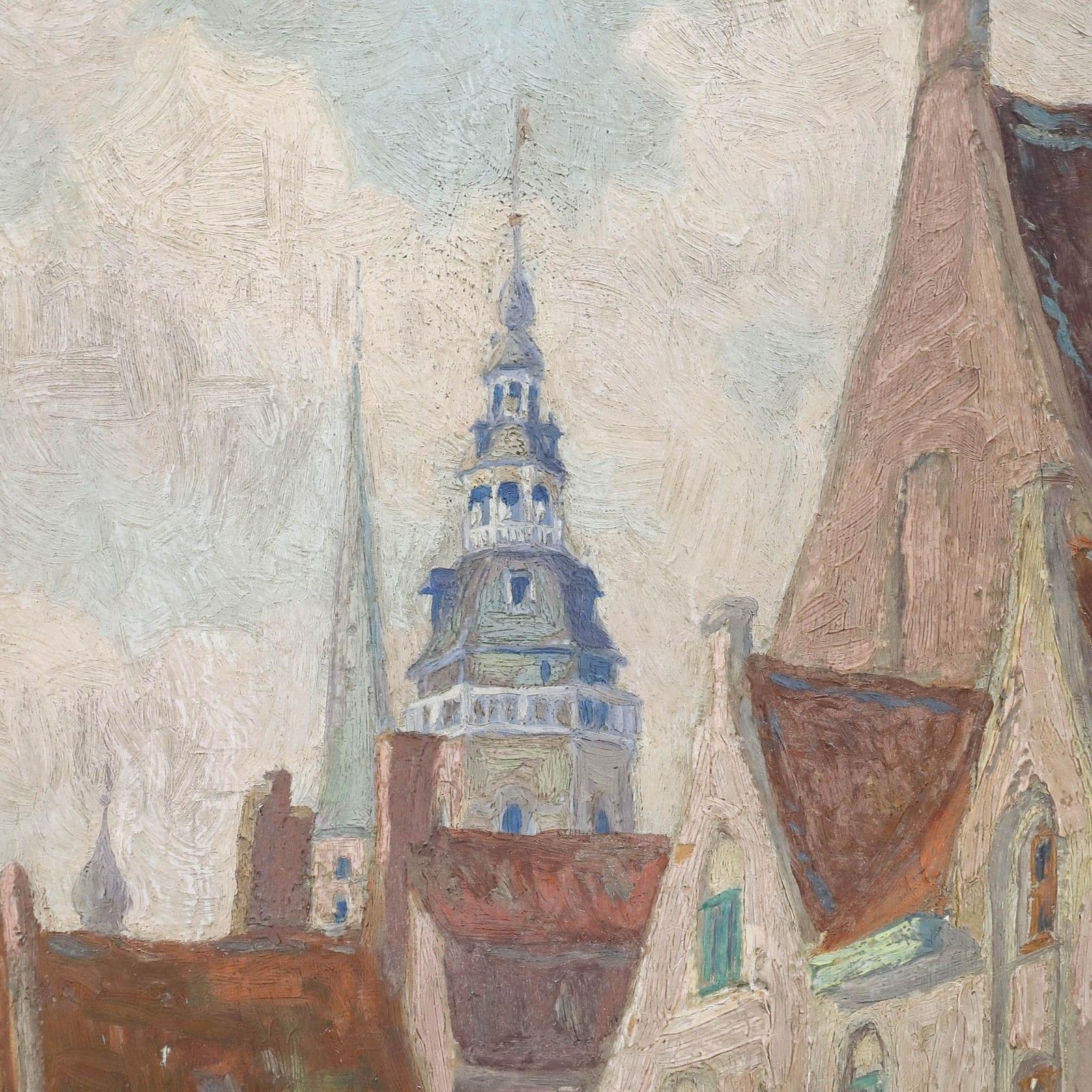 Francois Bossaerts (1879 1960) Early 20th Century Oil, A Street In Schaerbeek photo Art