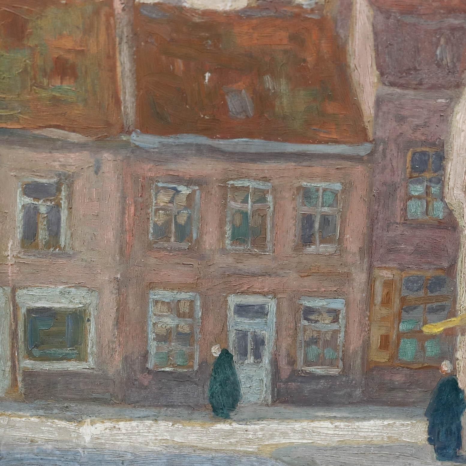 Francois Bossaerts (1879 1960) Early 20th Century Oil, A Street In Schaerbeek photo 395.0