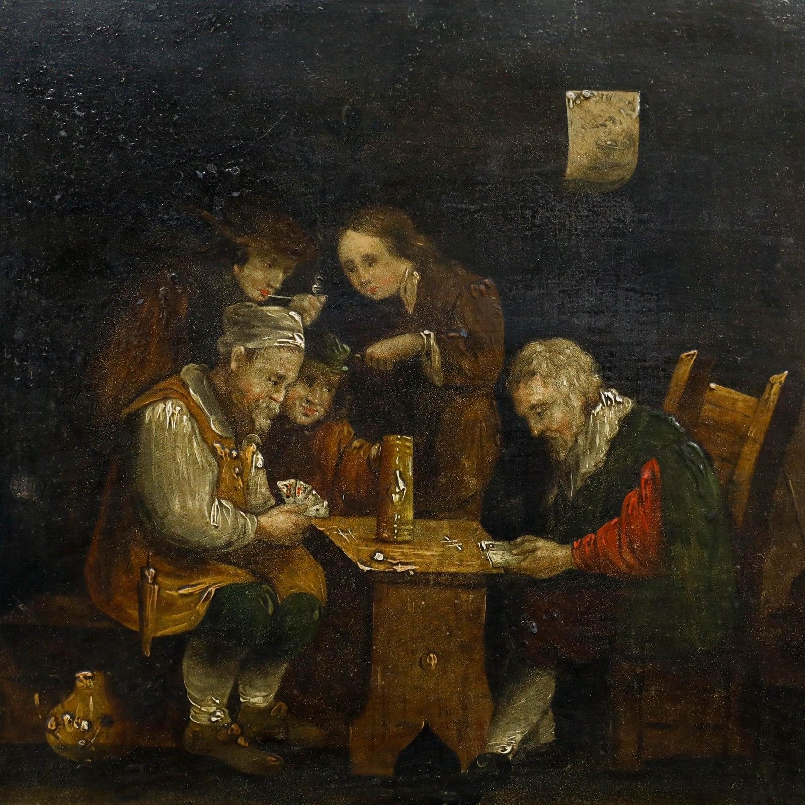 Framed 19th Century Oil A Game Of Cards At The Inn photo Art