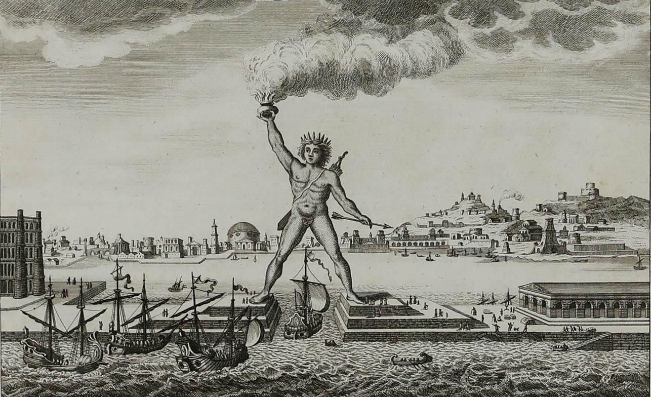 18th Century Engraving The Famous Colossus Of Rhodes photo furniture