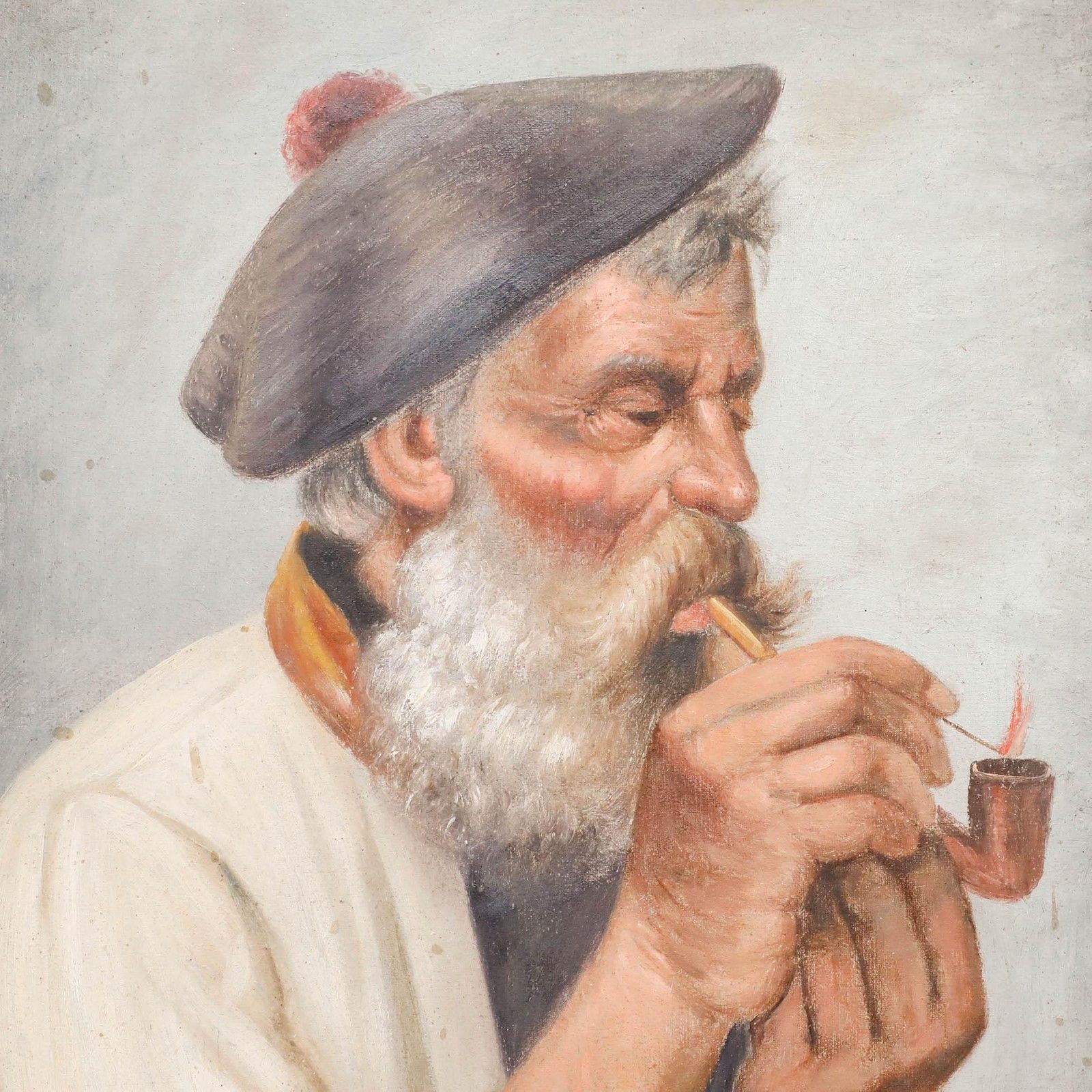 Jiotti Early 20th Century Oil, Man With Pipe photo Art