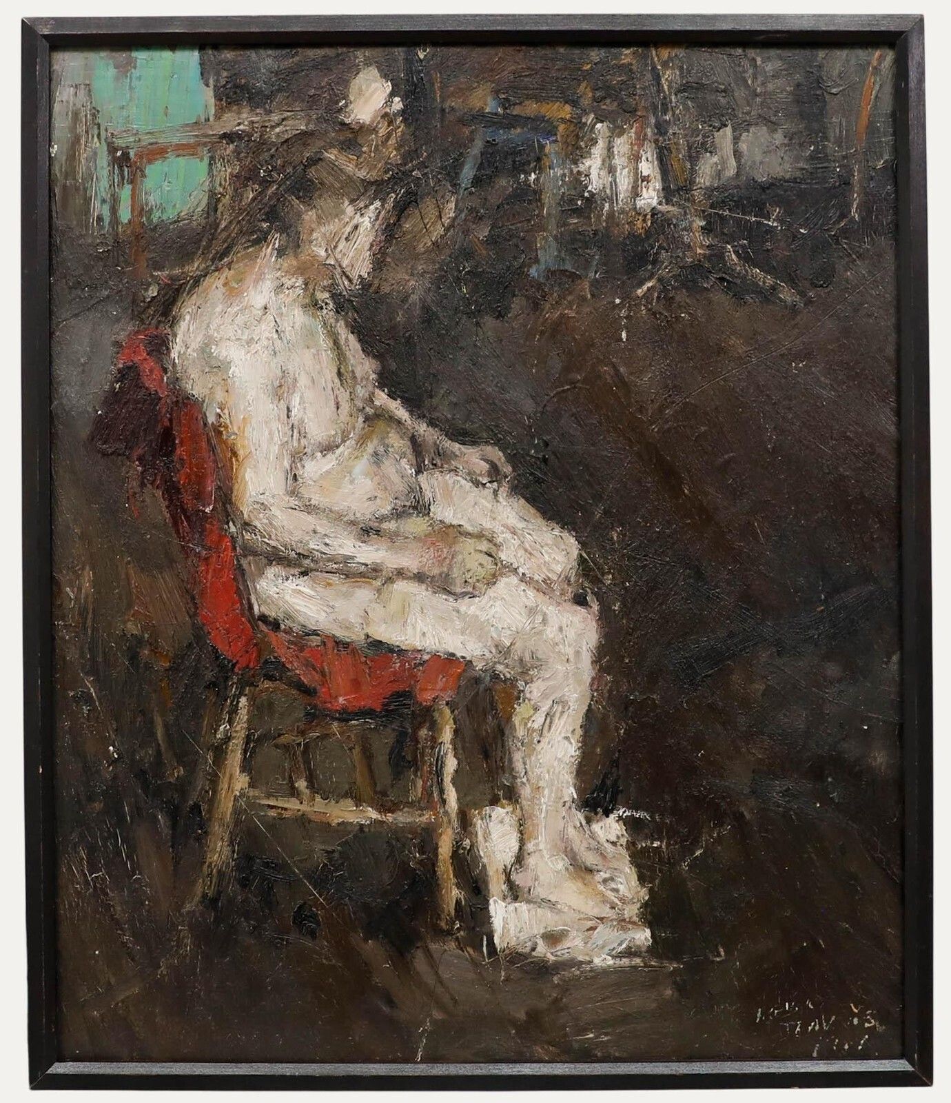 Trevor Jeavons 20th Century Oil, Seated Nude