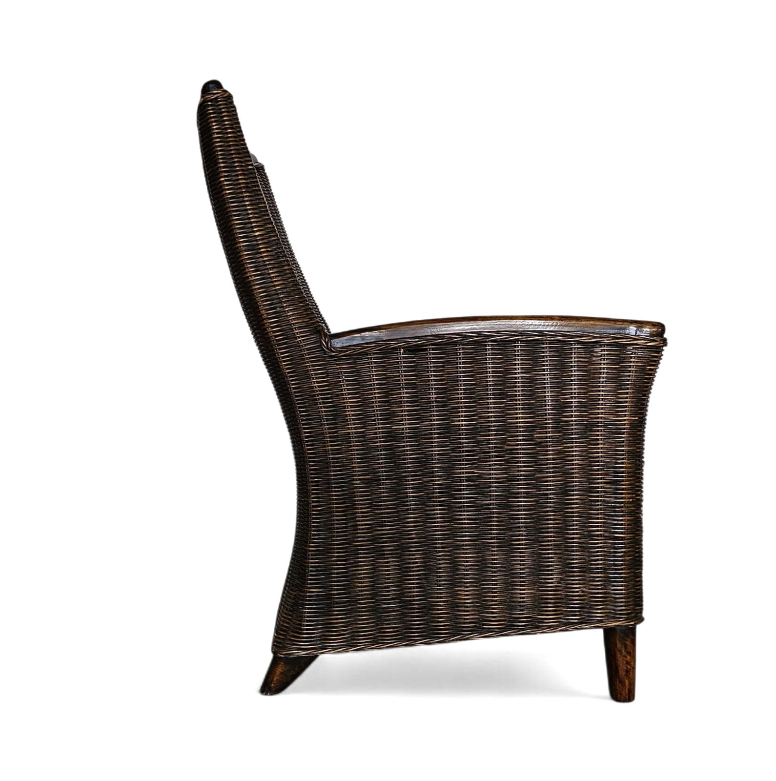 photo buy Rattan Arm Chair 1960s / Wooden Armrests / Leather Seat