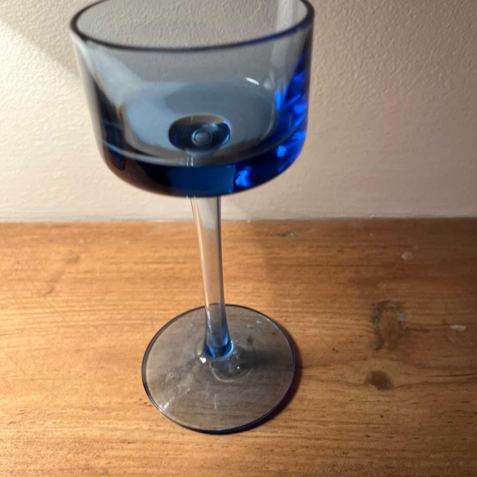 Wedgewood Sheringham Vintage Blue Glass Candle Stick Holder photo 125.0