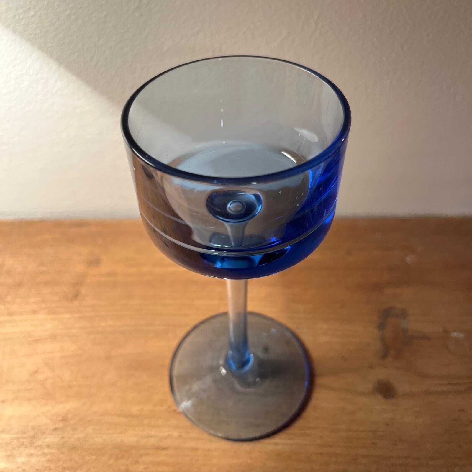 Wedgewood Sheringham Vintage Blue Glass Candle Stick Holder photo vinterior