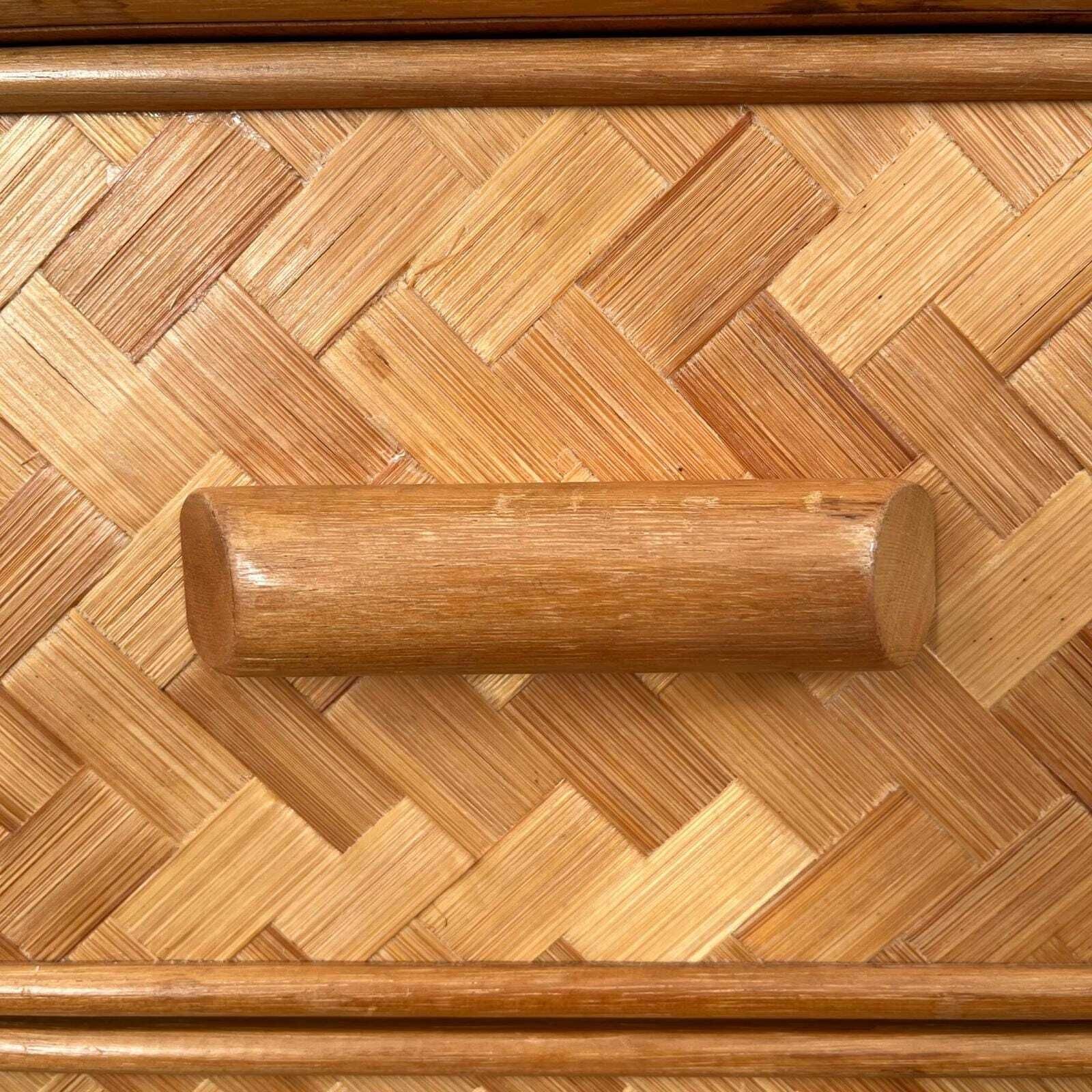 Mid Century Rattan Cane Chest Of Drawers With Lattice Cane Finish photo vinterior