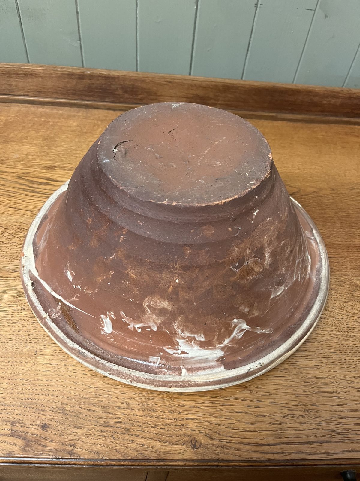 170.0 Antique Semi Glazed Dairy Bowl photo