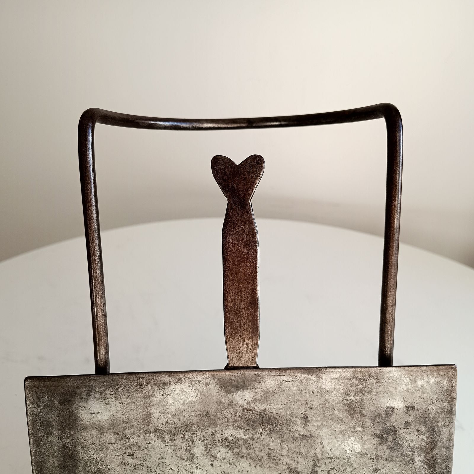 Arts & Crafts Cotswolds Hand Forged Riveted Hearth Trivet Cooking Stand, Sliding Plate Heart Shaped Finial photo buy