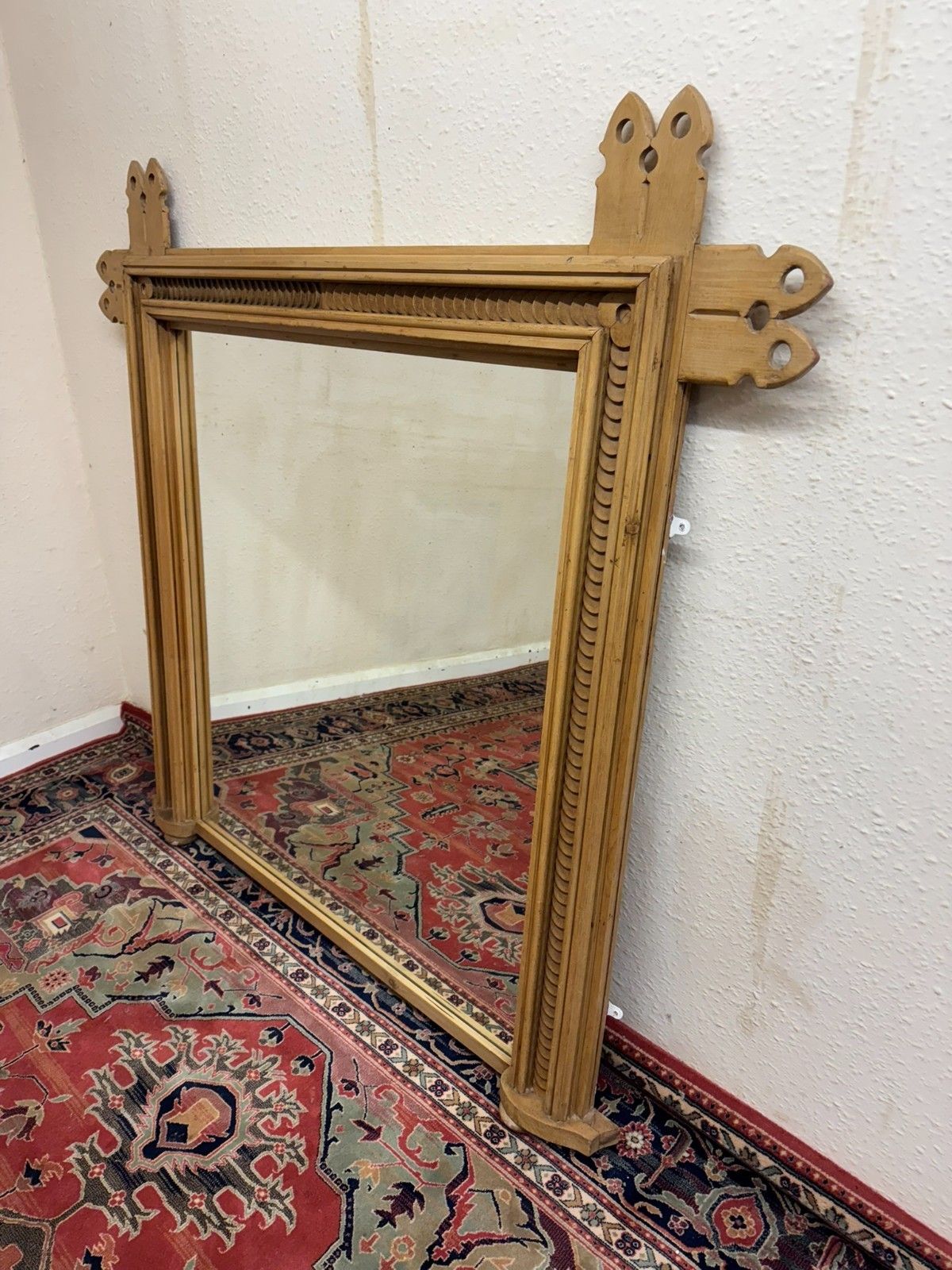 Stunning Antique Pine Gothic Revival Mirror/Overmantle Circa 1880 photo buy