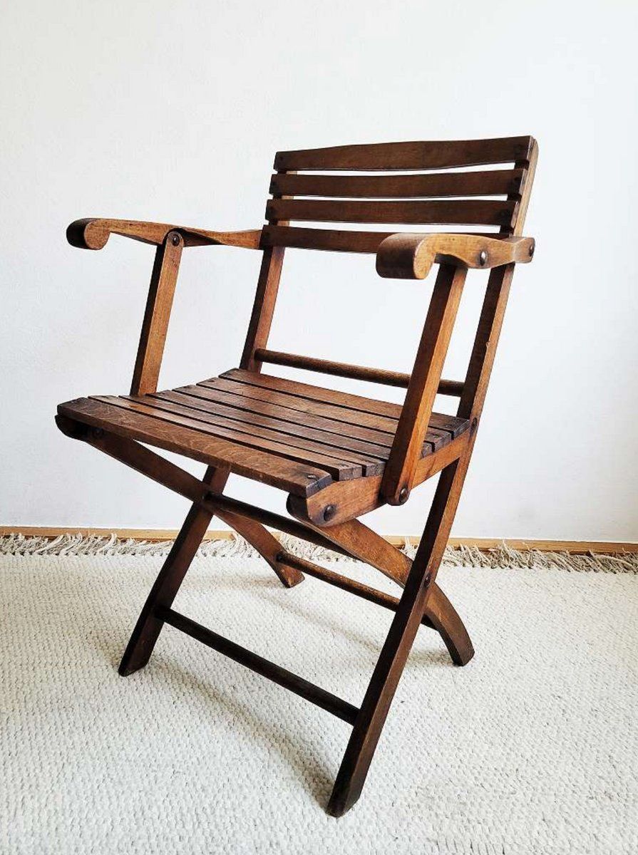 Antique Wooden Folding Chair, 1920s