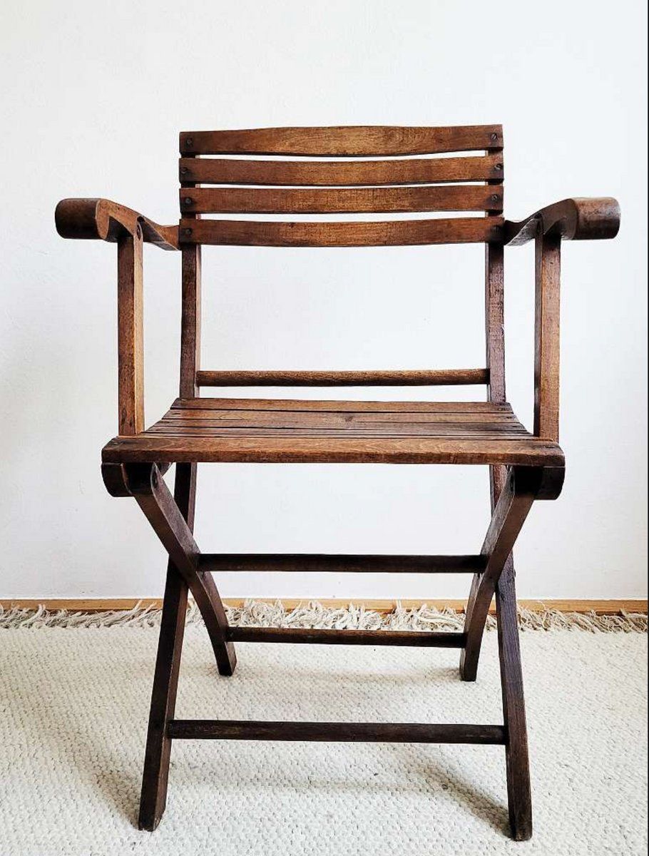 Antique Wooden Folding Chair, 1920s photo for sale