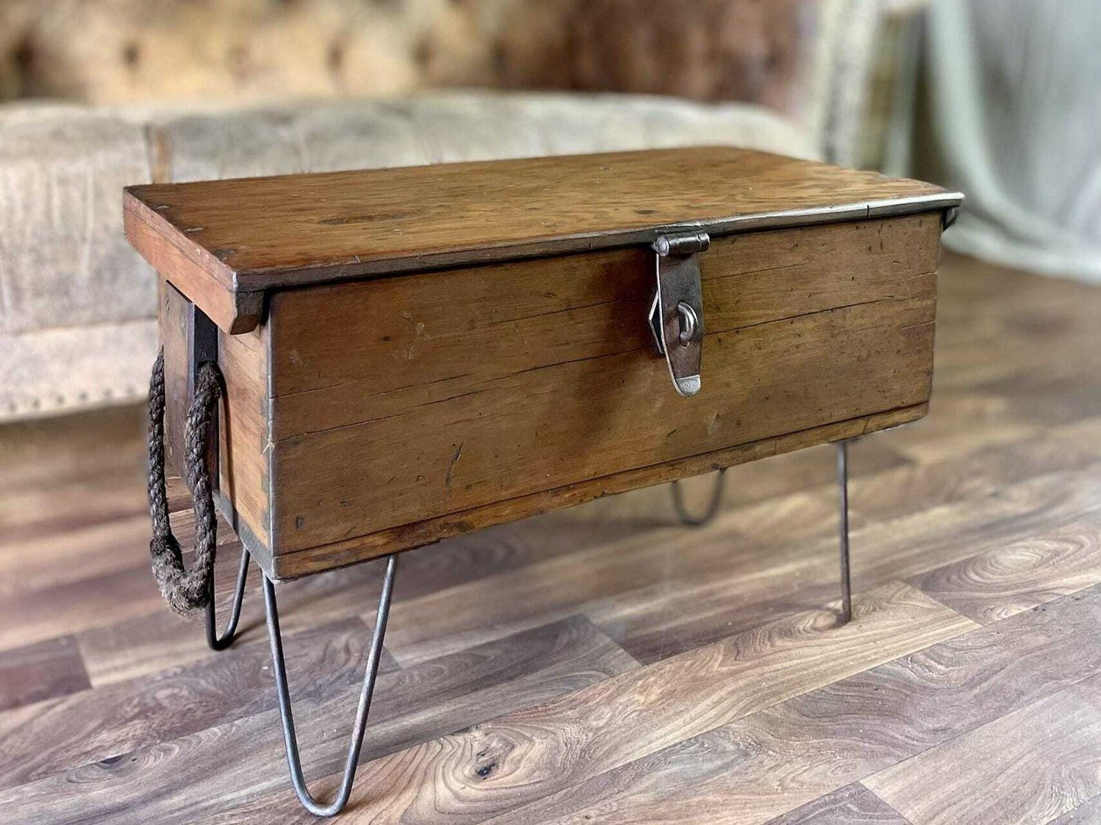 Vintage Military Chest Coffee Table Tv Stand: Restored Beech & Oak Chest