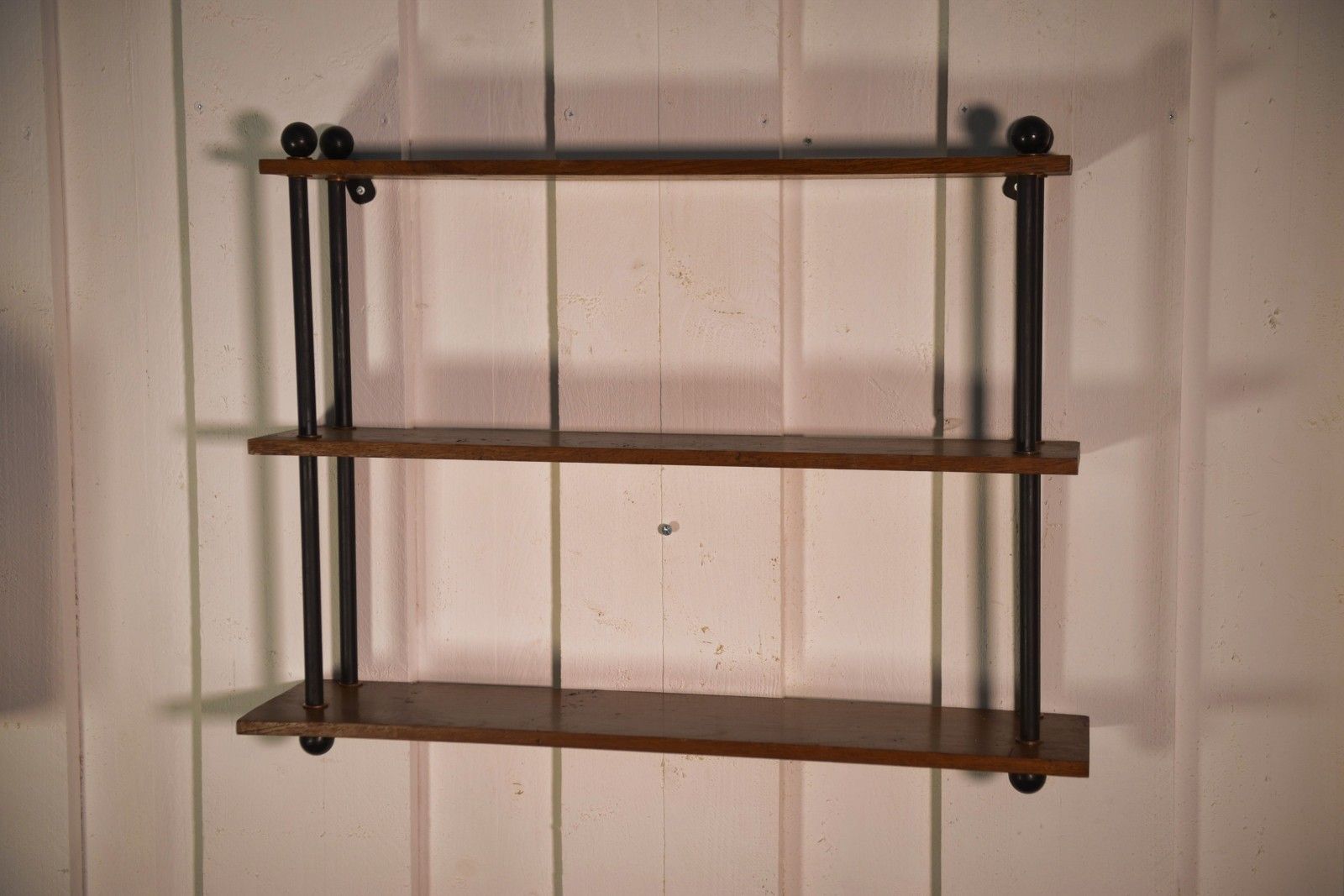 1960's Oak Shelf And Steel Tube