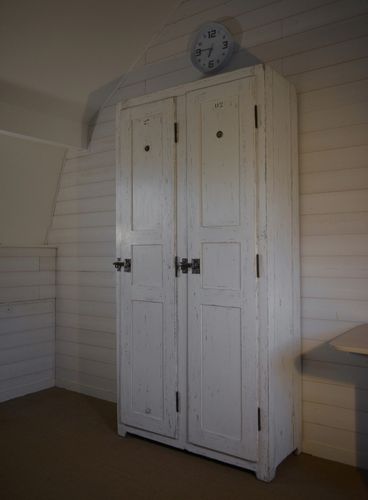 photo for sale 1950's Antique White Patina Wooden Wardrobe 2 Door