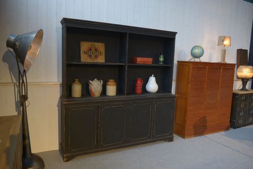 1960's Two Body Sideboard Black 4 Door Lower Part photo vinterior