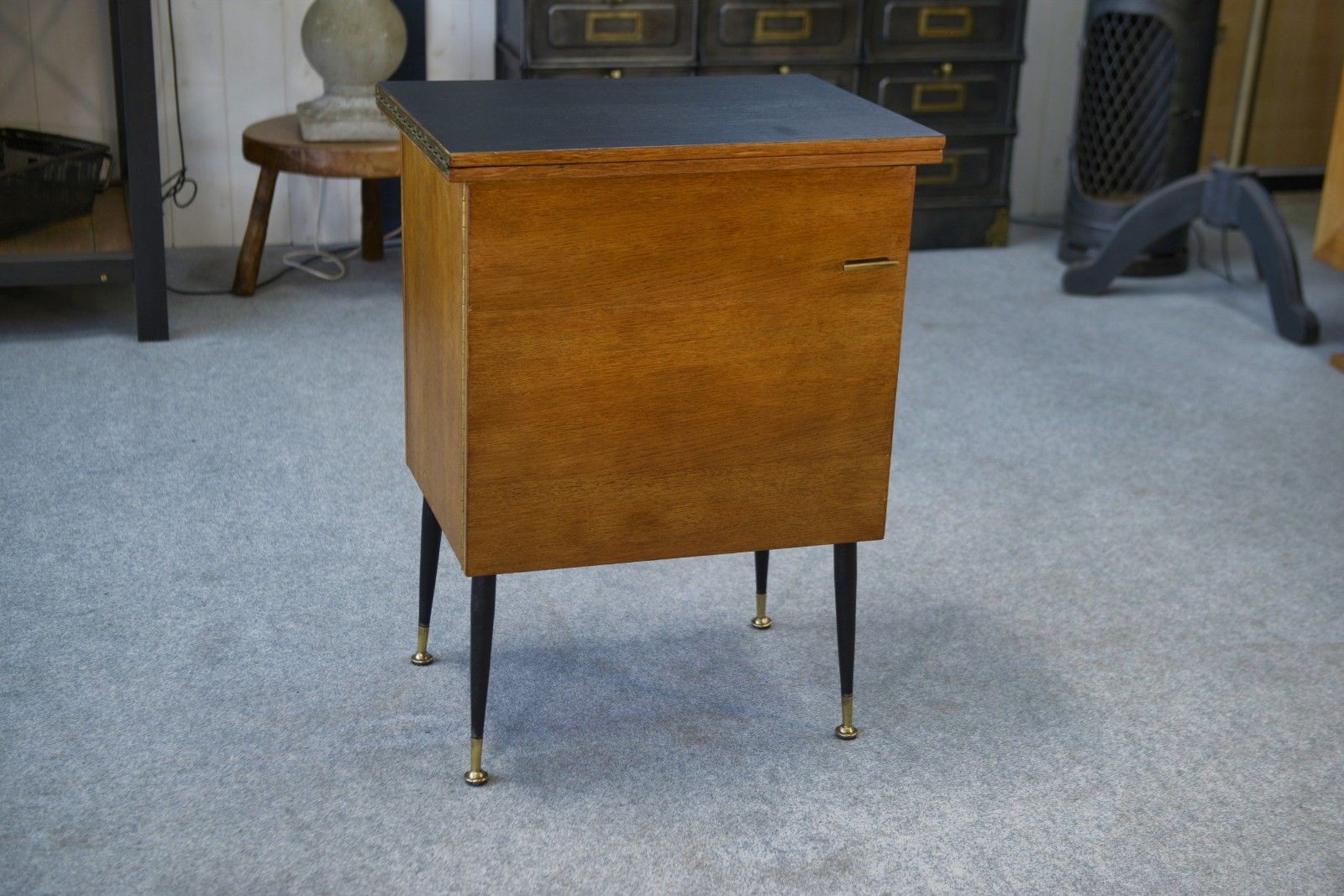 1960's Office, Steel, Brass And Oak Folding Side Cabinet photo vinterior